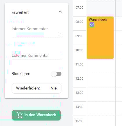 Erweiterte Buchung